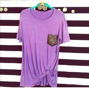 Long purple sequin pocket tee!